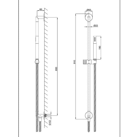  Slide Rail Shower Kit with Microphone Handset and Elbow