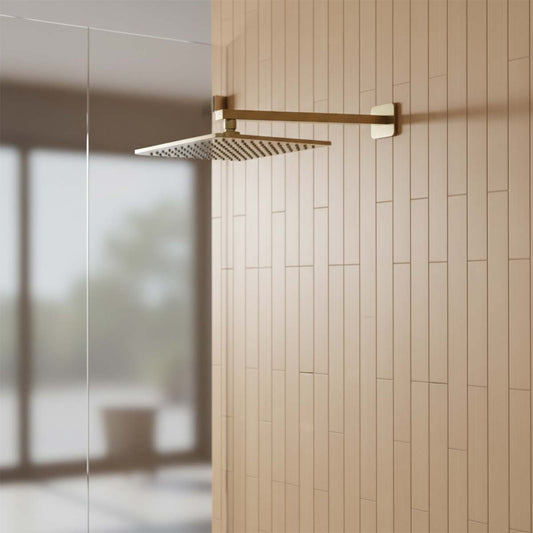 Square Fixed Shower Head 250mm Brushed Brass