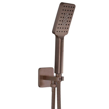 Square Shower Handset with Hose and Outlet - Brushed Bronze

