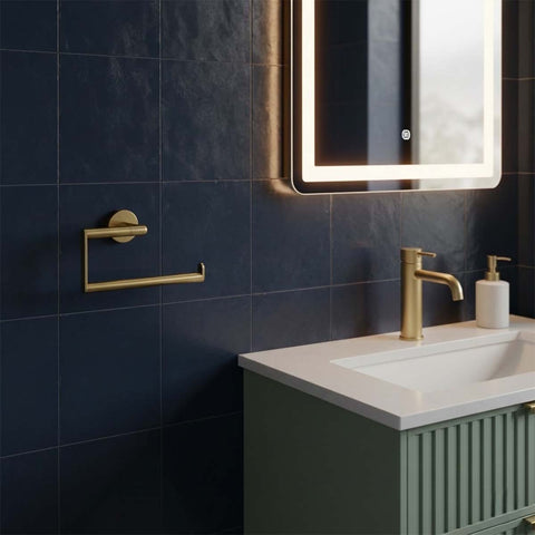 Square towel holder 200mm - brushed brass