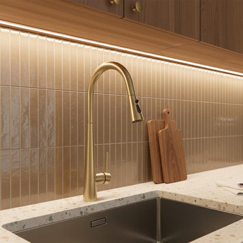 Gold Pull-Out Spray Kitchen Mixer Tap