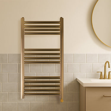 ThermaElite Electric Brushed Brass Towel Warmer Rail 800mm x 400mm

