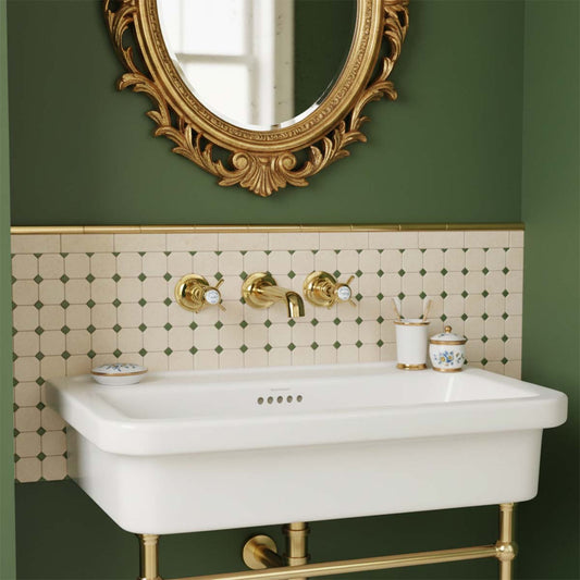 Traditional 3 hole basin tap wall mounted