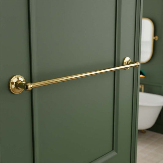Traditional Antique Brass Single Towel Bar - 600mm