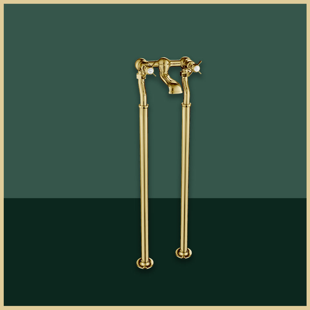 Gold floor standing bath filler tap