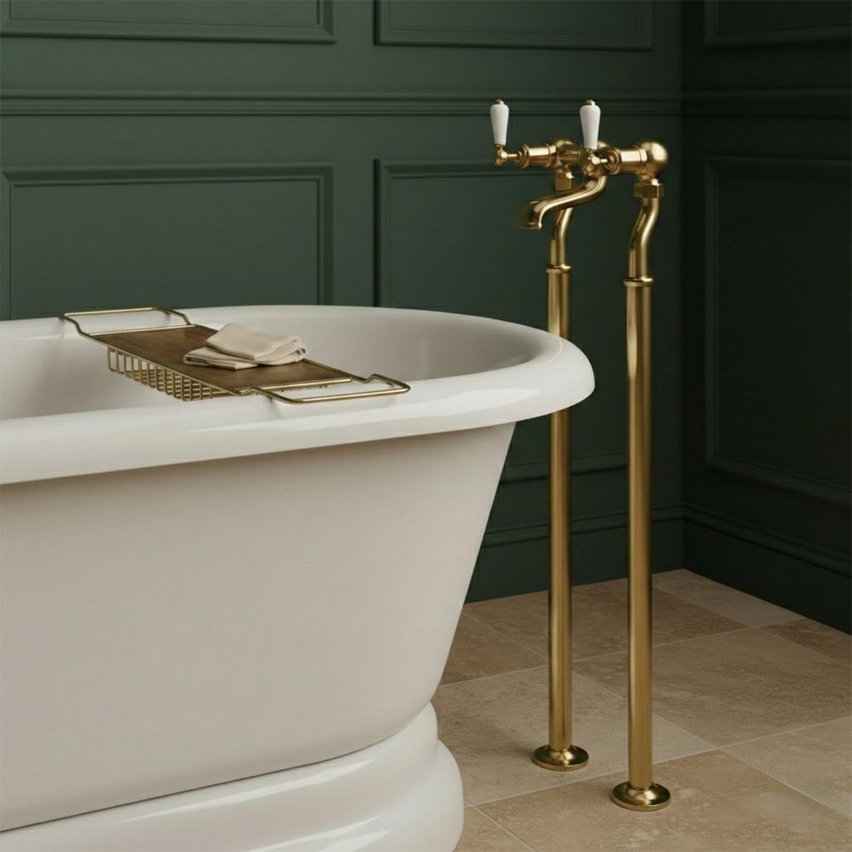 Traditional Freestanding Bath Filler Tap - gold