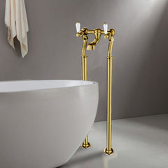 Traditional Freestanding Bath Filler Tap - Brushed Brass