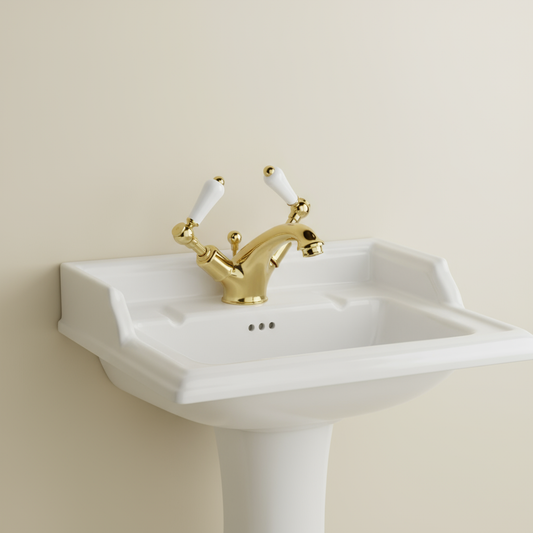 Traditional Mono Basin Mixer Tap with Pop up Waste - Polished Gold