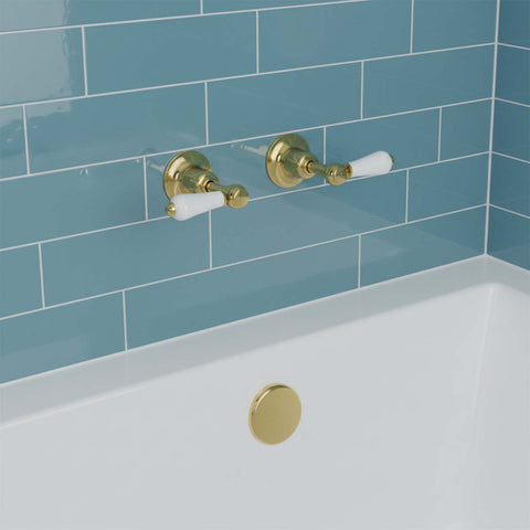 Traditional Wall Bath Stop Valves with Lever Handles - Gold