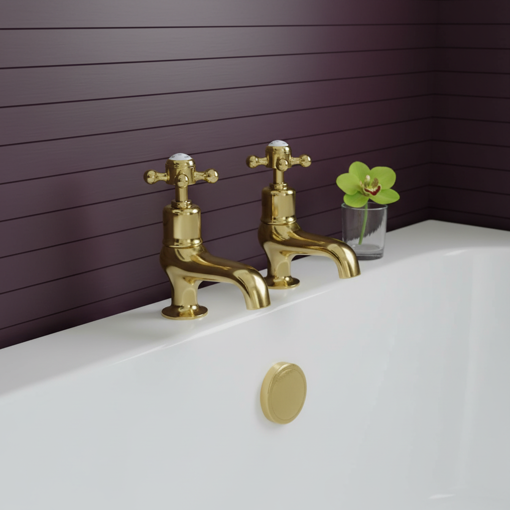 Victorian gold bath pillar taps