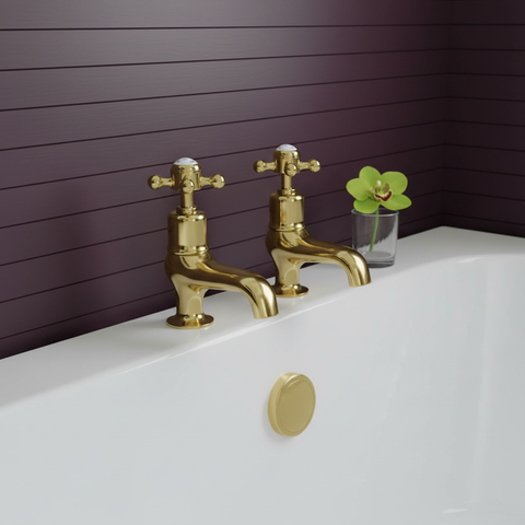 Victorian gold bath pillar taps