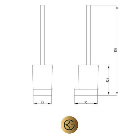 Square Toilet Roll Holder and Toilet Brush Holder with Brush Set - Brushed Brass