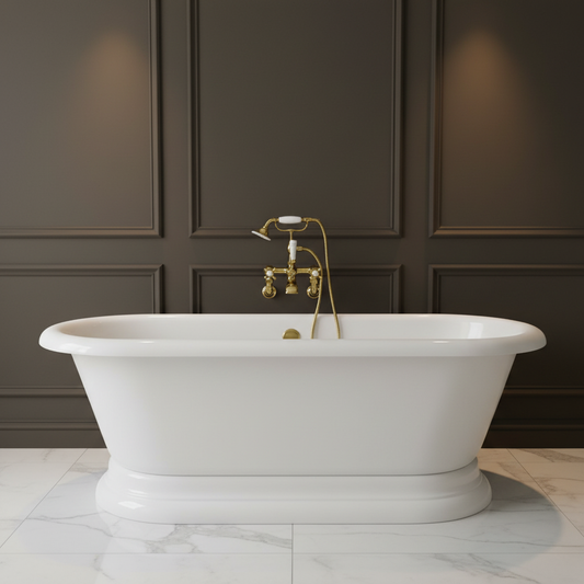 Wall Mounted Bath Shower Mixer with Kit - Polished Gold