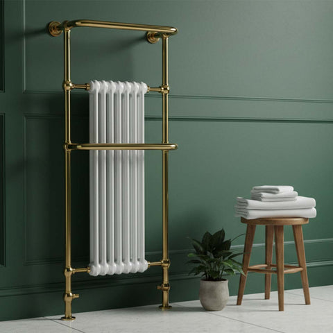 Victorian heated towel rail radiator gold - dual fuel