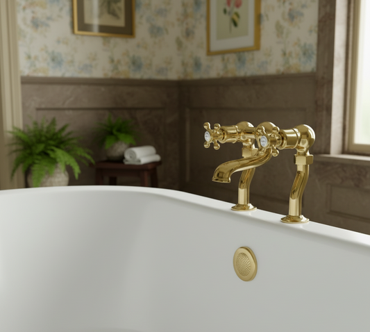 Traditional Deck Mounted Bath Filler Tap - Polished Gold