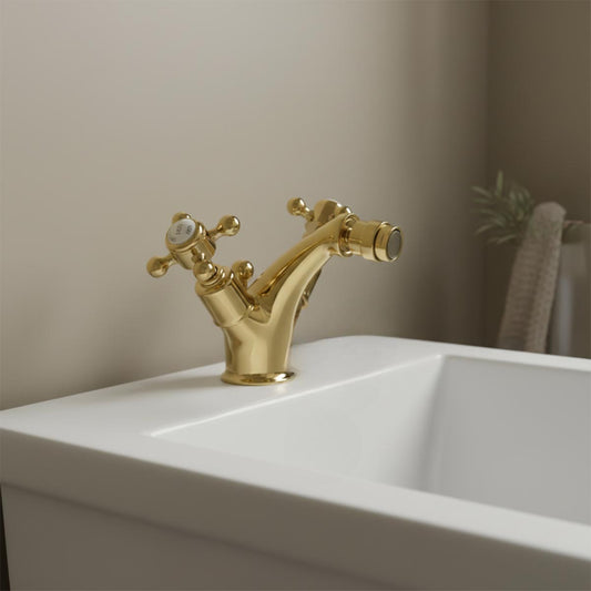 Vintage style brushed brass bidet tap