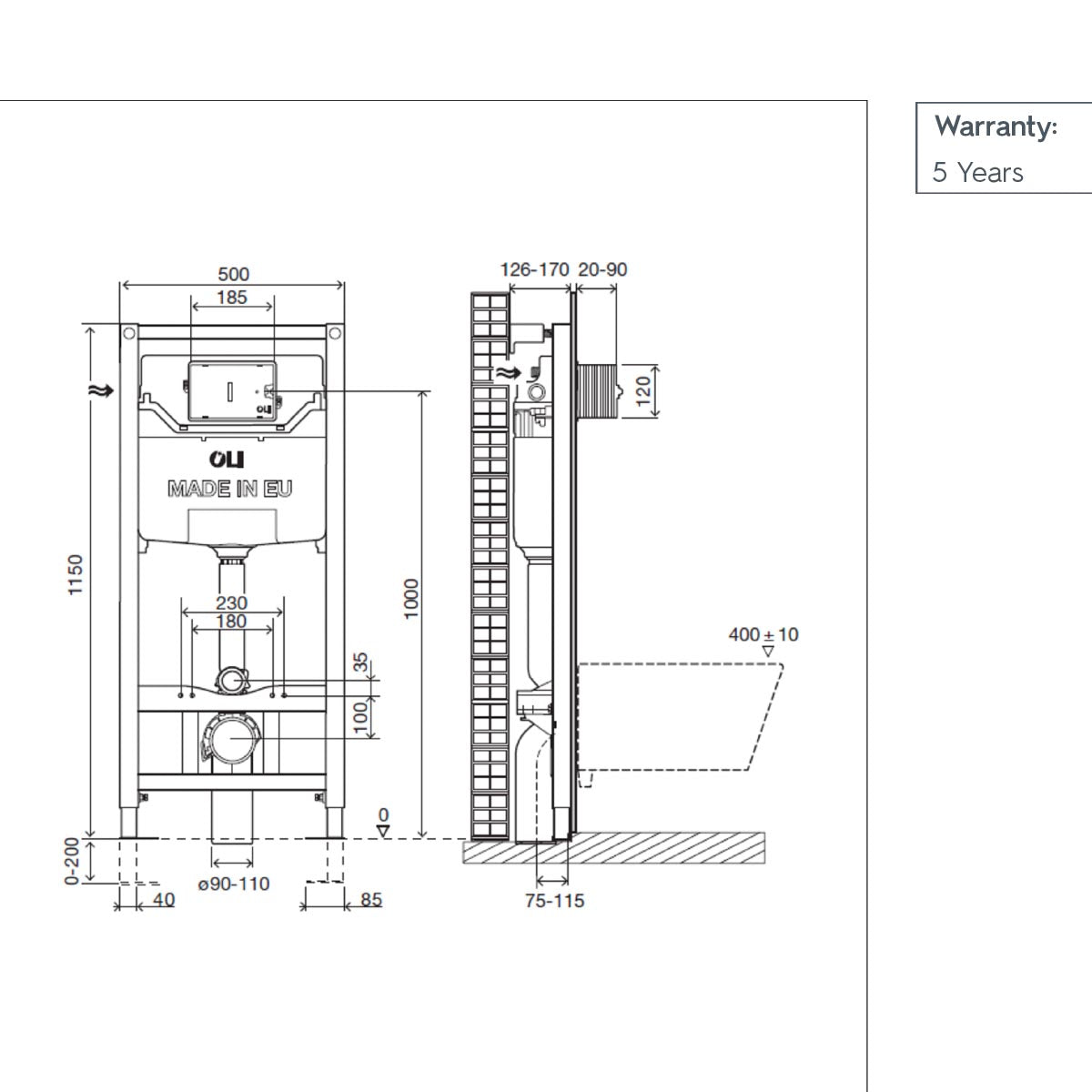 1.2m toilet cistern frame pre wall 