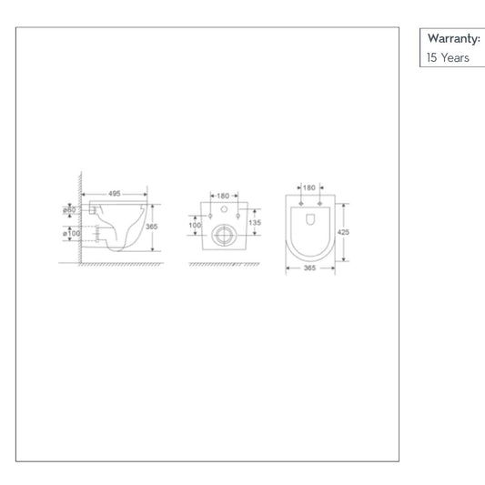 Rimless Tornado Flush Toilet Including Toilet Seat - White