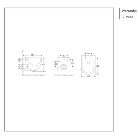 Rimless Tornado Flush Toilet Including Toilet Seat - White