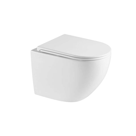 Rimless Tornado Flush Toilet Including Toilet Seat - White