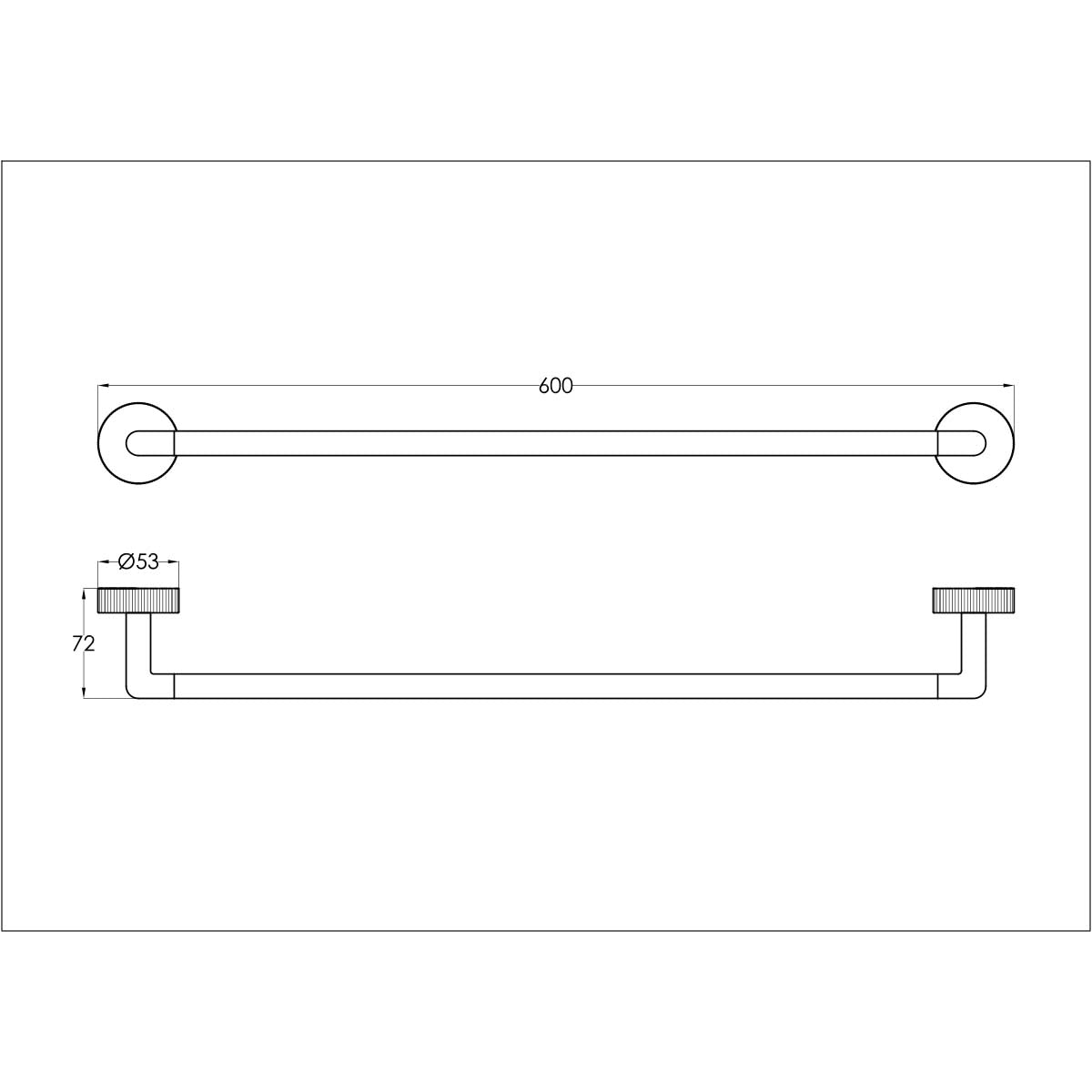 Wall-Mounted Single Towel Holder Bar - 600mm technical details