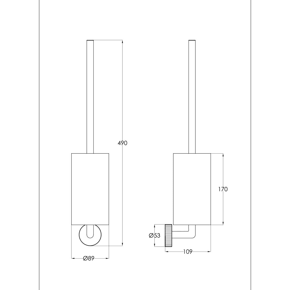 Wall Mounted Toilet Brush Holder with Brush - Brushed Bronze technical details