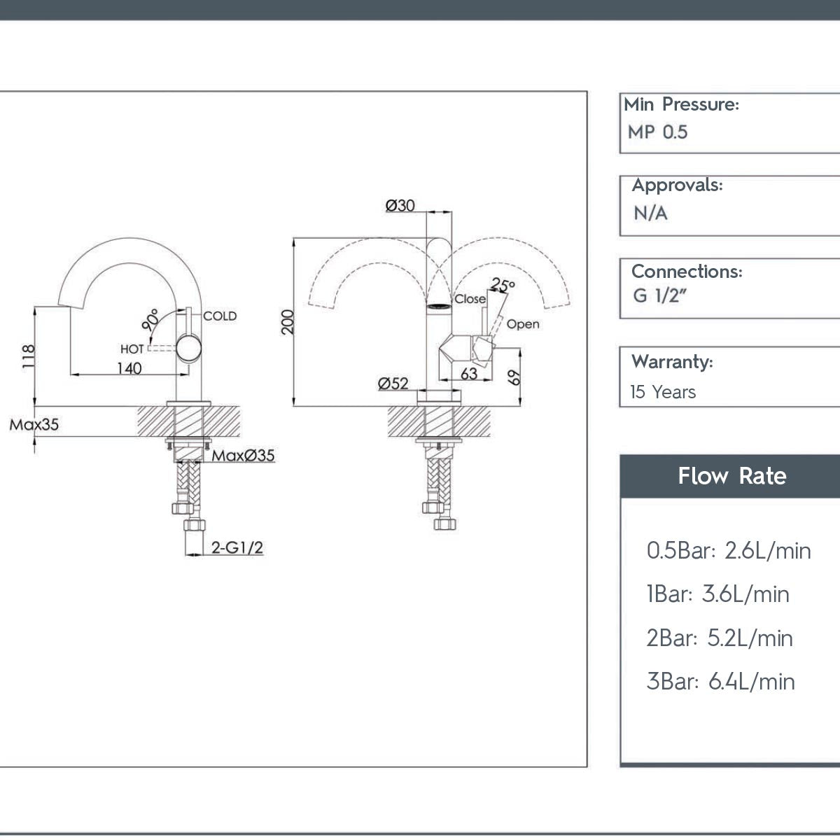 basin tap brushed bronze