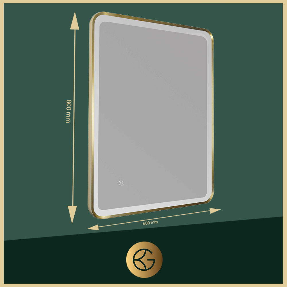 gold LED illuminated bathroom mirror