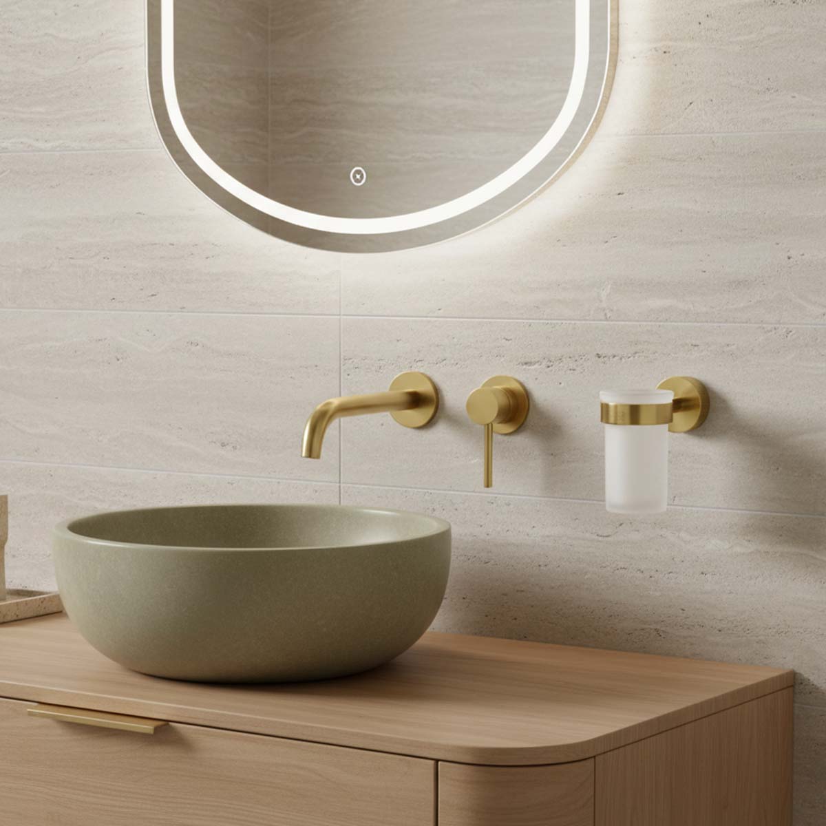 bathroom tumbler holder with tumbler brushed brass 