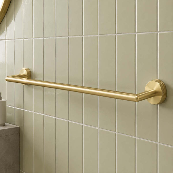brass towel holder bar with round plates - Brushed Gold 
