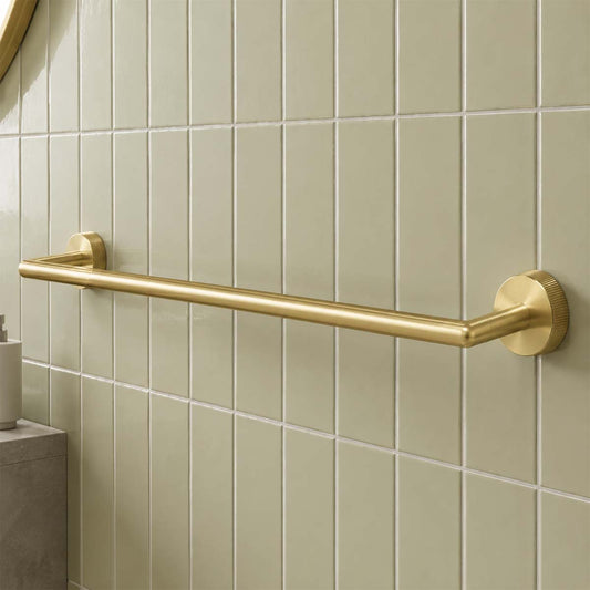 brass towel holder bar with round plates - Brushed Gold 