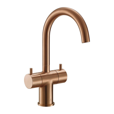bronze basin tap with two levers and swivel spout
