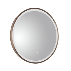 Brushed Bronze Round Bathroom Mirror with LED Light and Demister