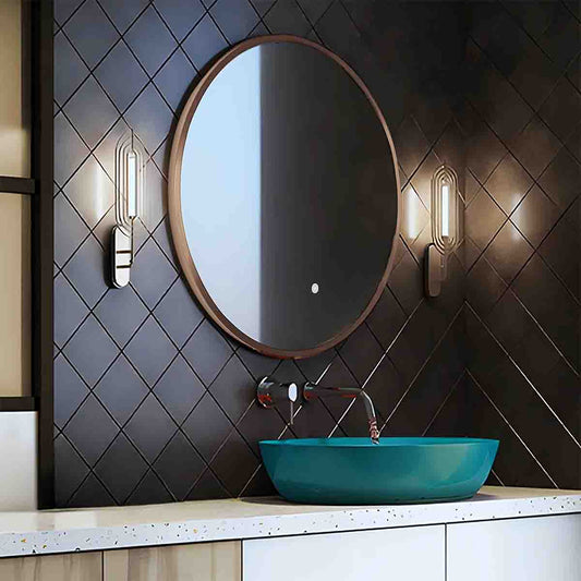 Brushed Bronze Round Bathroom Mirror without Light