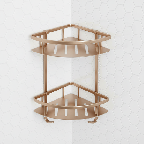 brushed bronze shower caddy