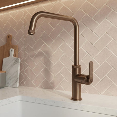 bronze kitchen sink tap with single lever