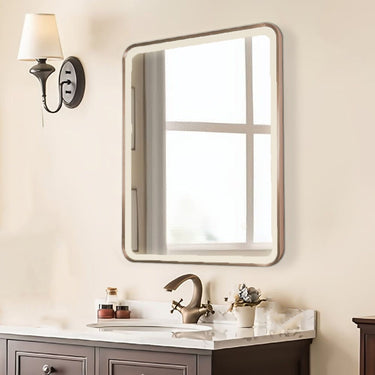 Brushed Bronze LED Bathroom Mirror with Demister and Touch Sensor