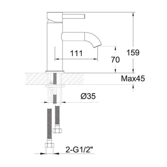 Single Lever Basin Mixer Tap - Brushed Bronze