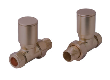 Straight Bronze Radiator Valve (Pair) - Brushed Bronze