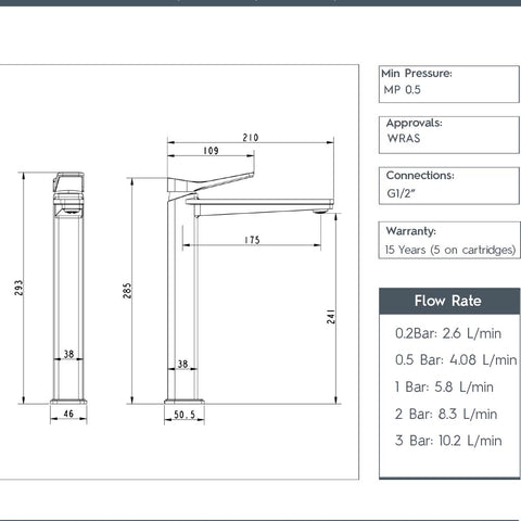 bronze tall basin mixer tap