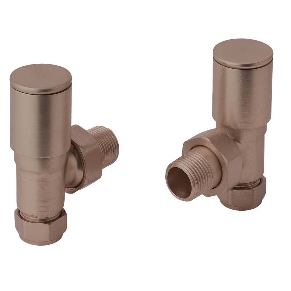 Angle Radiator Valve - Brushed Bronze Pair