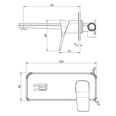 brushed gold basin tap wall mounted dimensions