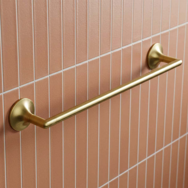 brushed brass 600mm round towel holder bar 