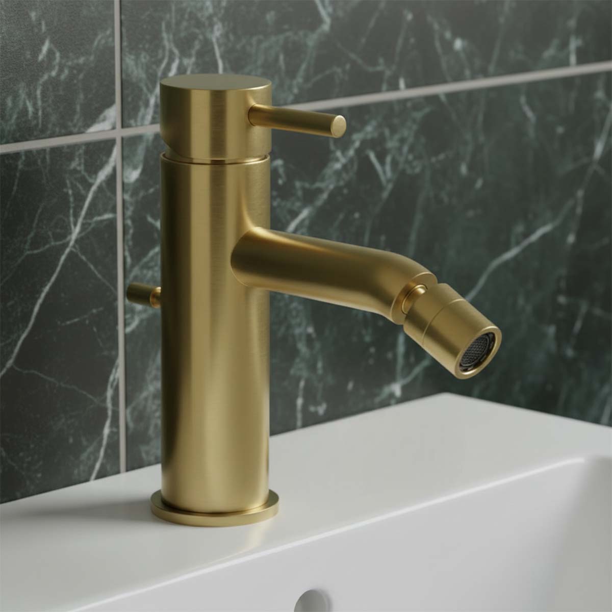 brushed brass bidet mixer tap with single lever 