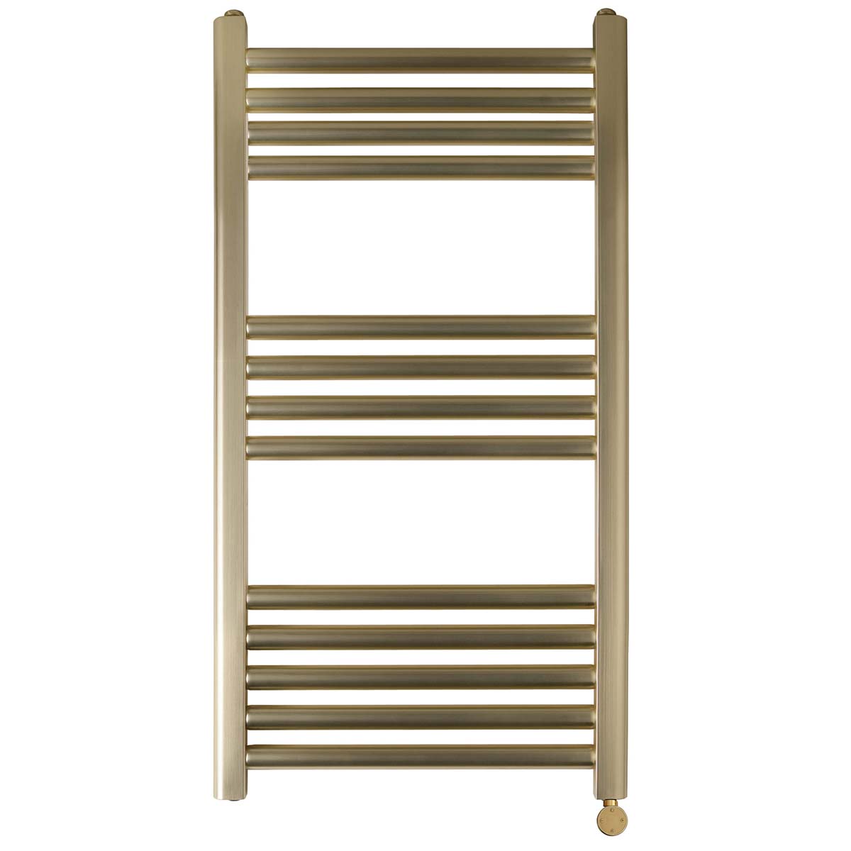 brushed brass electric heated towel rail 800 x 400mm