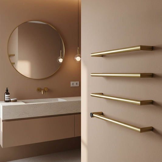 brushed brass electric towel rail bars