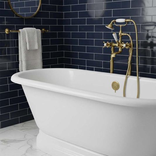 brushed brass freestanding bath tap