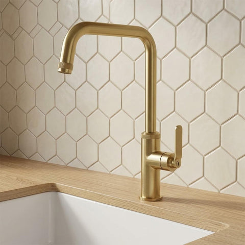 brushed brass mono kitchen sink tap 