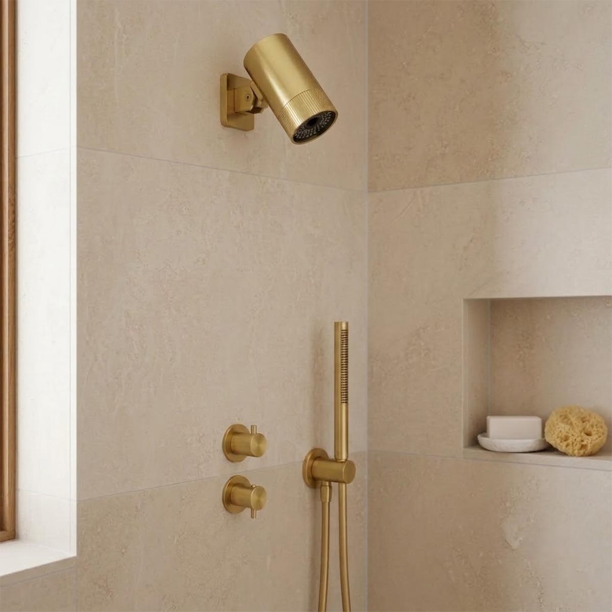brushed brass rainfall round shower head