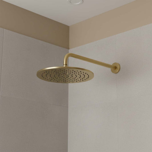 brushed brass shower arm 400mm